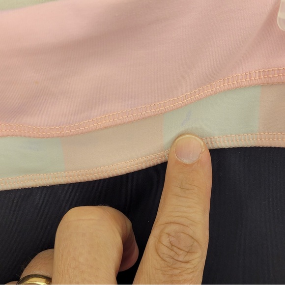 LULULEMON Up To Pace Pink Stripe Waistband Crop Leggings 4 - Picture 5 of 15